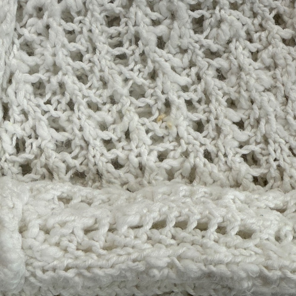 Pure Jill Cotton Knit Hoodie Sweater V Neck Long Sleeve Casual White Size M READ - Picture 9 of 10